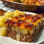 Delicious Cowboy Meatloaf served with a side of Potato Casserole