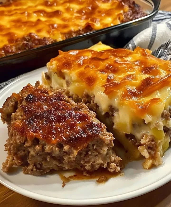 Cowboy Meatloaf and Potato Casserole