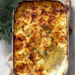 Creamy gluten-free scalloped potatoes baked to perfection