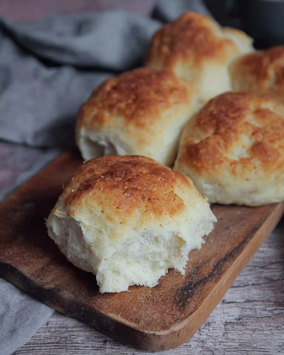 Freshly baked gluten free bread rolls on a wooden table