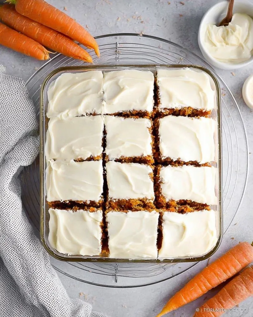 Slice of gluten-free carrot cake topped with cream cheese frosting and walnuts