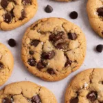 Freshly baked gluten-free chocolate chip cookies on a plate