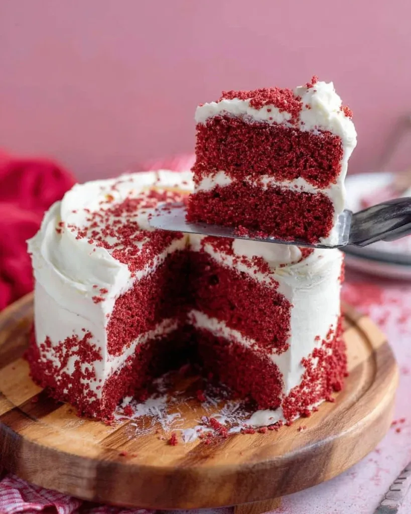 Delicious gluten-free red velvet cake with cream cheese frosting