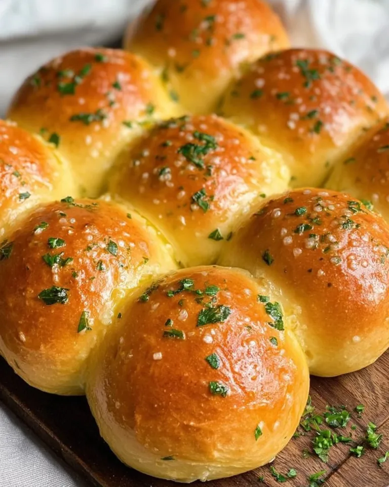 Homemade garlic butter dinner rolls fresh out of the oven
