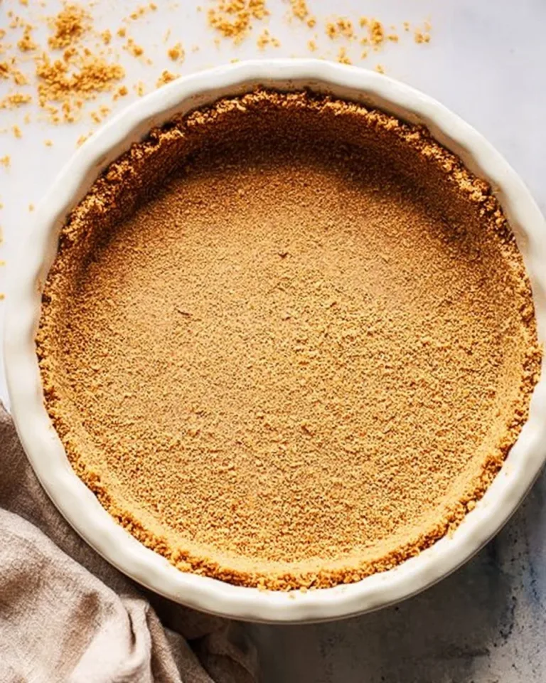 Homemade gluten-free graham cracker crust in a pie dish ready for filling.