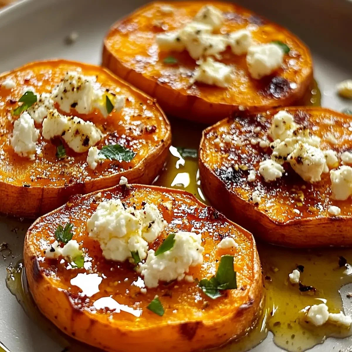 Roasted Sweet Potato Rounds with Honey & Feta Bliss